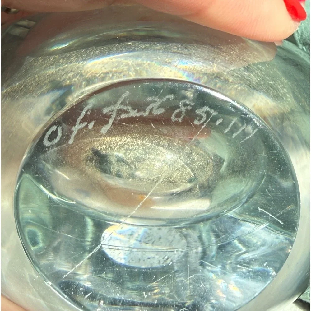 Vintage Orrefors Crystal Bud Vase Signed Scandinavian Art Glass Etched Bird